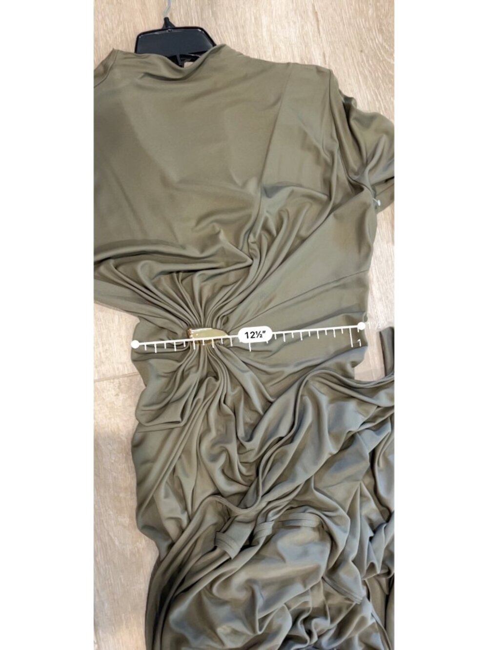 BOTTEGA VENETA Asymmetric embellished gathered khaki maxi dress size IT 42/ US - Picture 15 of 16